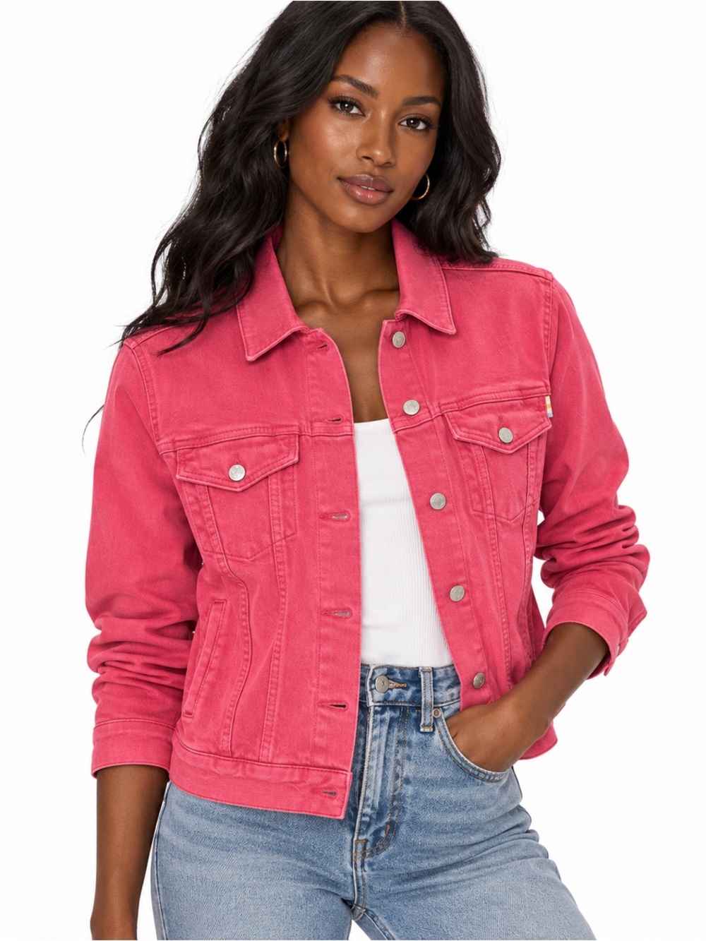 Rails Pink Denim Trucker Jacket Women’s Size Small Stretch Jean Jacket